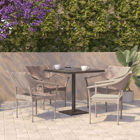 Flash Furniture Natural PE Rattan Wicker Patio Dining Chair, 4PK 4-TT-TT002-NAT-GG
